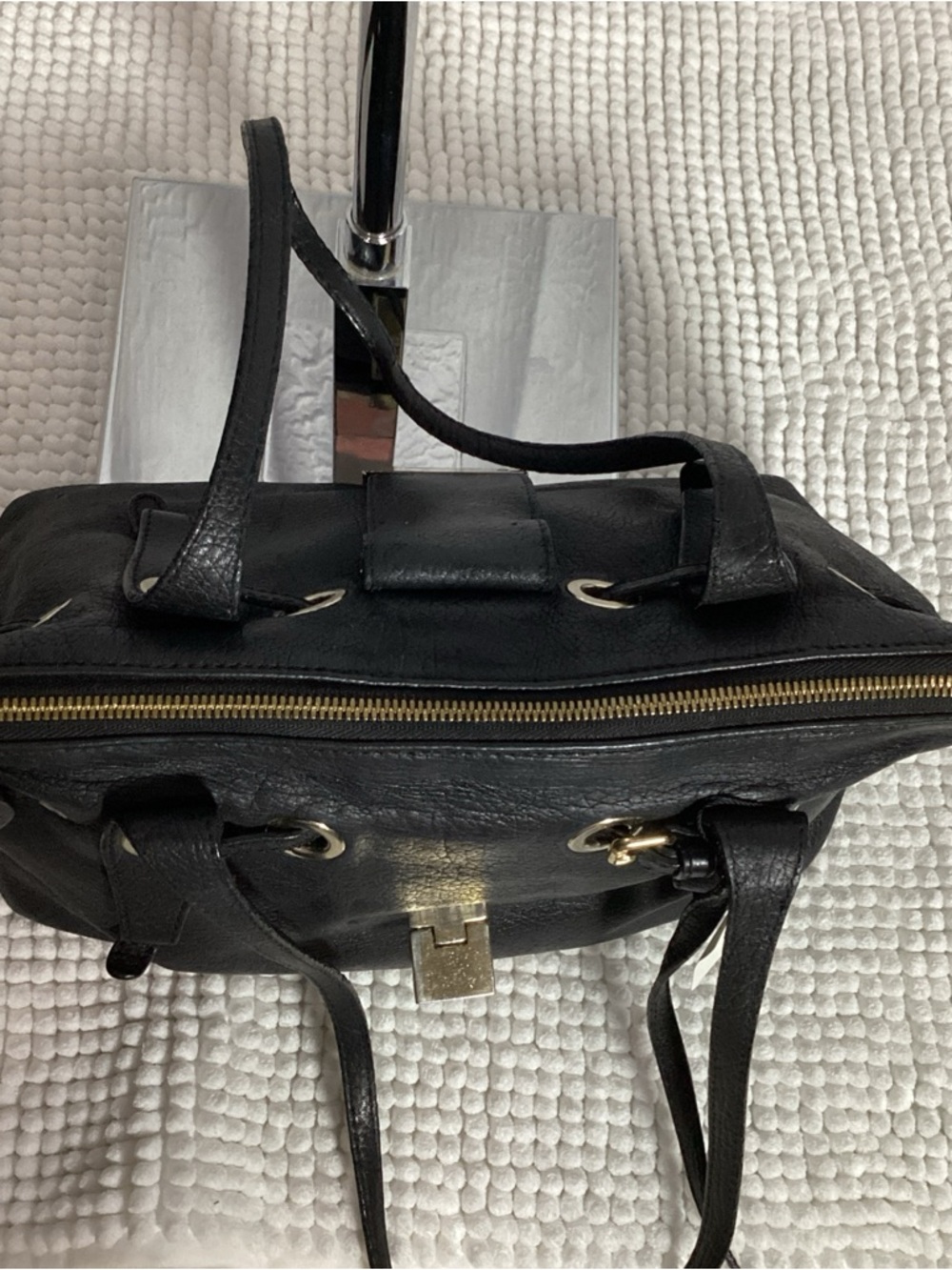 Jimmy Choo Black Rhea Grained Leather Shoulder Tote Bag - Picture 7 of 13
